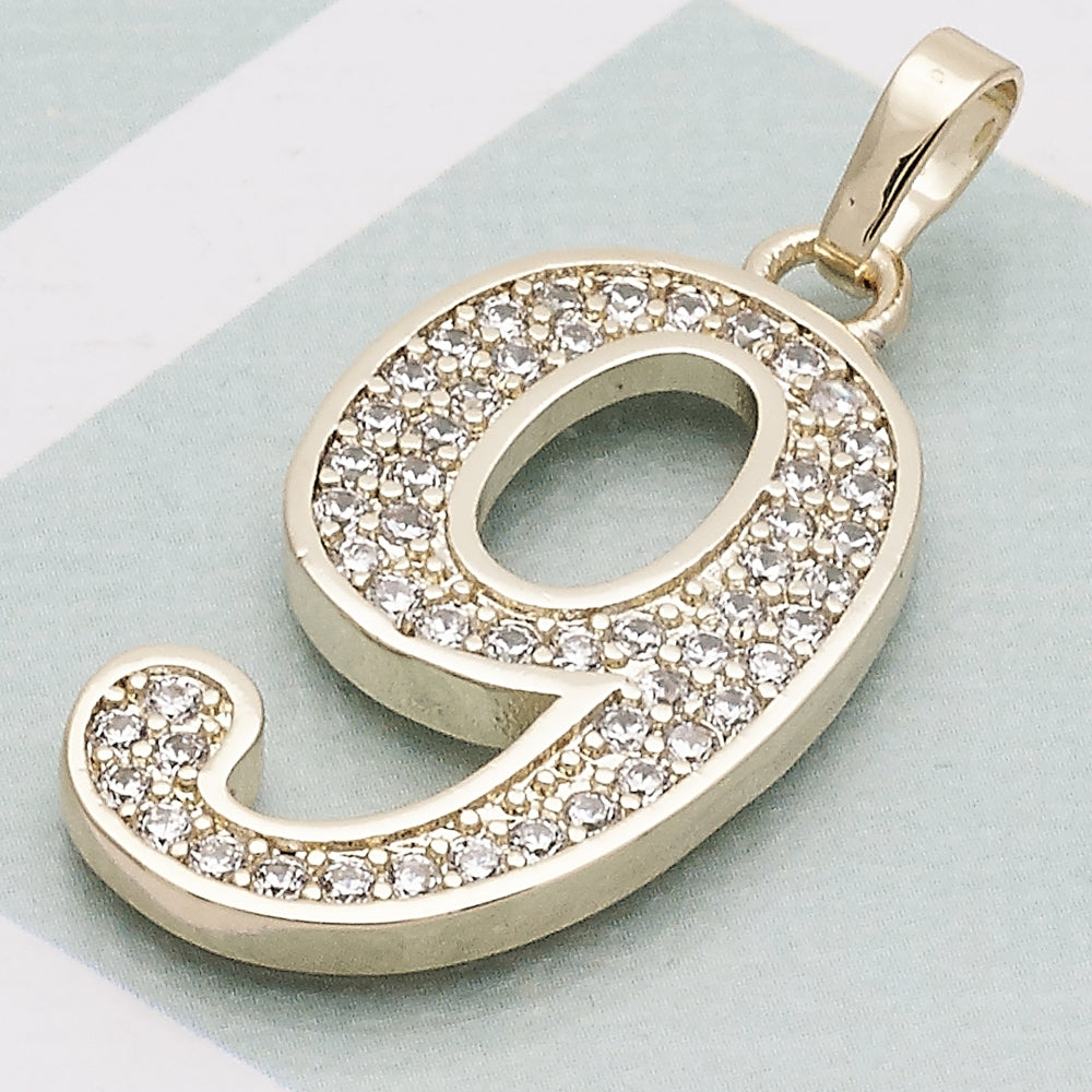 Oro Laminado Fancy Pendant, Gold Filled Style with White Cubic Zirconia, Polished, Golden Finish