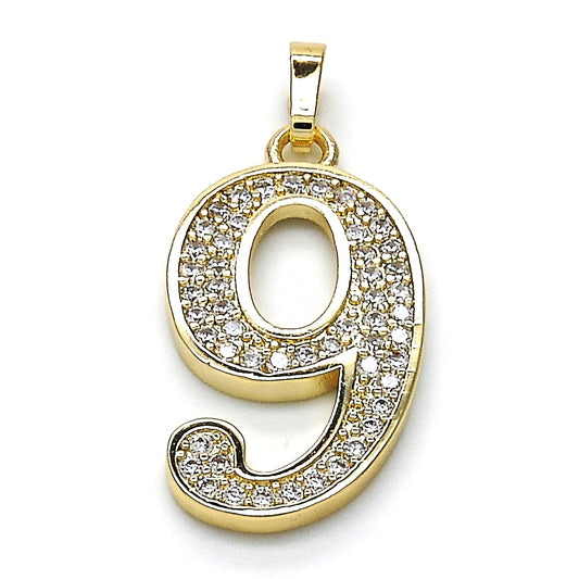Oro Laminado Fancy Pendant, Gold Filled Style with White Cubic Zirconia, Polished, Golden Finish