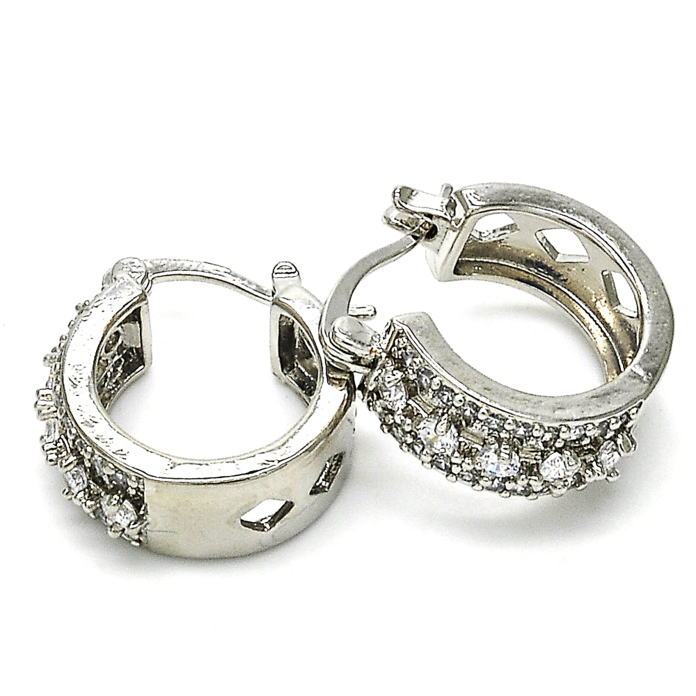 Rhodium Gold Filled Children Hoop, with White Cubic Zirconia, Polished, Rhodium Finish