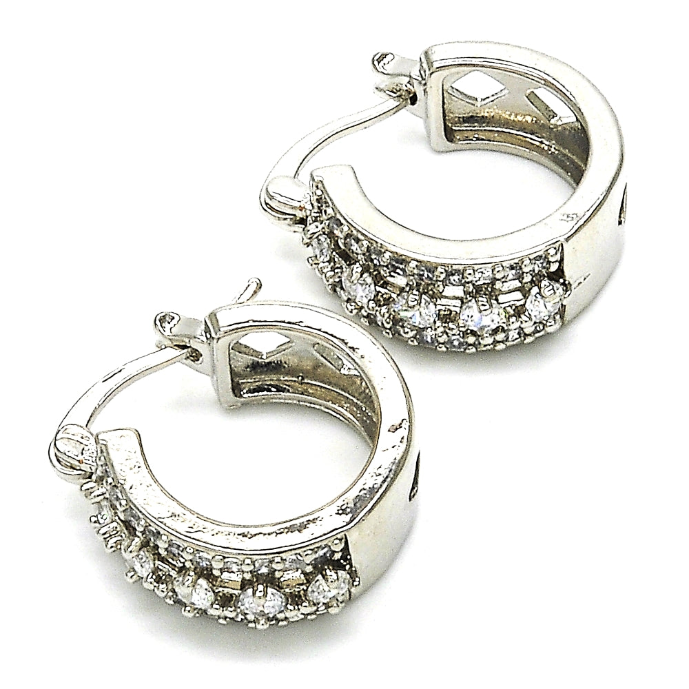 Rhodium Gold Filled Children Hoop, with White Cubic Zirconia, Polished, Rhodium Finish