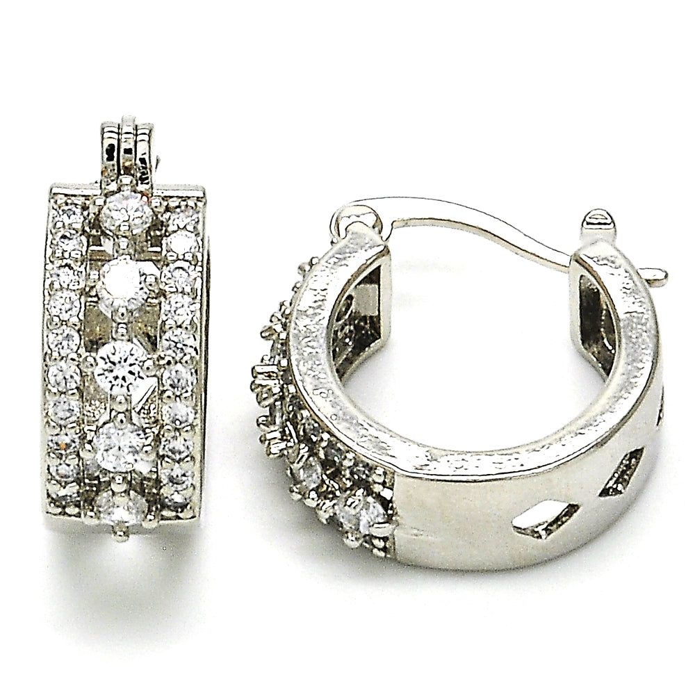 Rhodium Gold Filled Children Hoop, with White Cubic Zirconia, Polished, Rhodium Finish