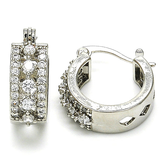 Rhodium Gold Filled Children Hoop, with White Cubic Zirconia, Polished, Rhodium Finish