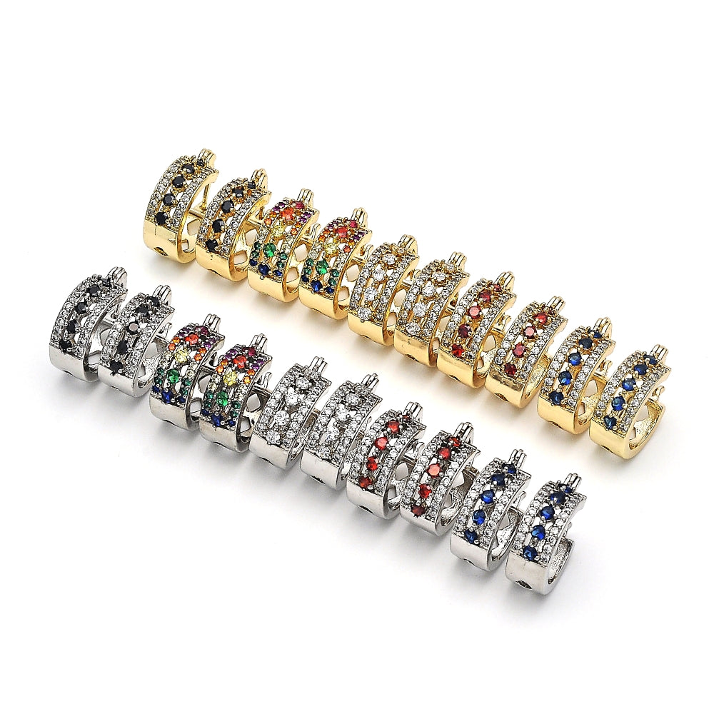 Rhodium Gold Filled Children Hoop, with White Cubic Zirconia, Polished, Rhodium Finish