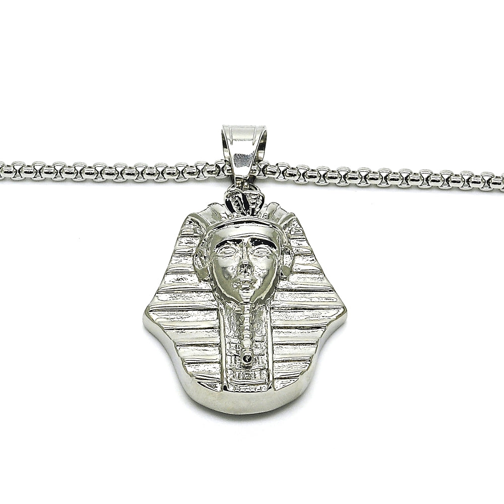 Stainless Steel Pendant Necklace, Polished, Steel Finish
