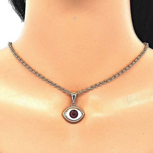 Oro Laminado Fancy Pendant, Gold Filled Style Evil Eye Design, Red Resin Finish, Golden Finish