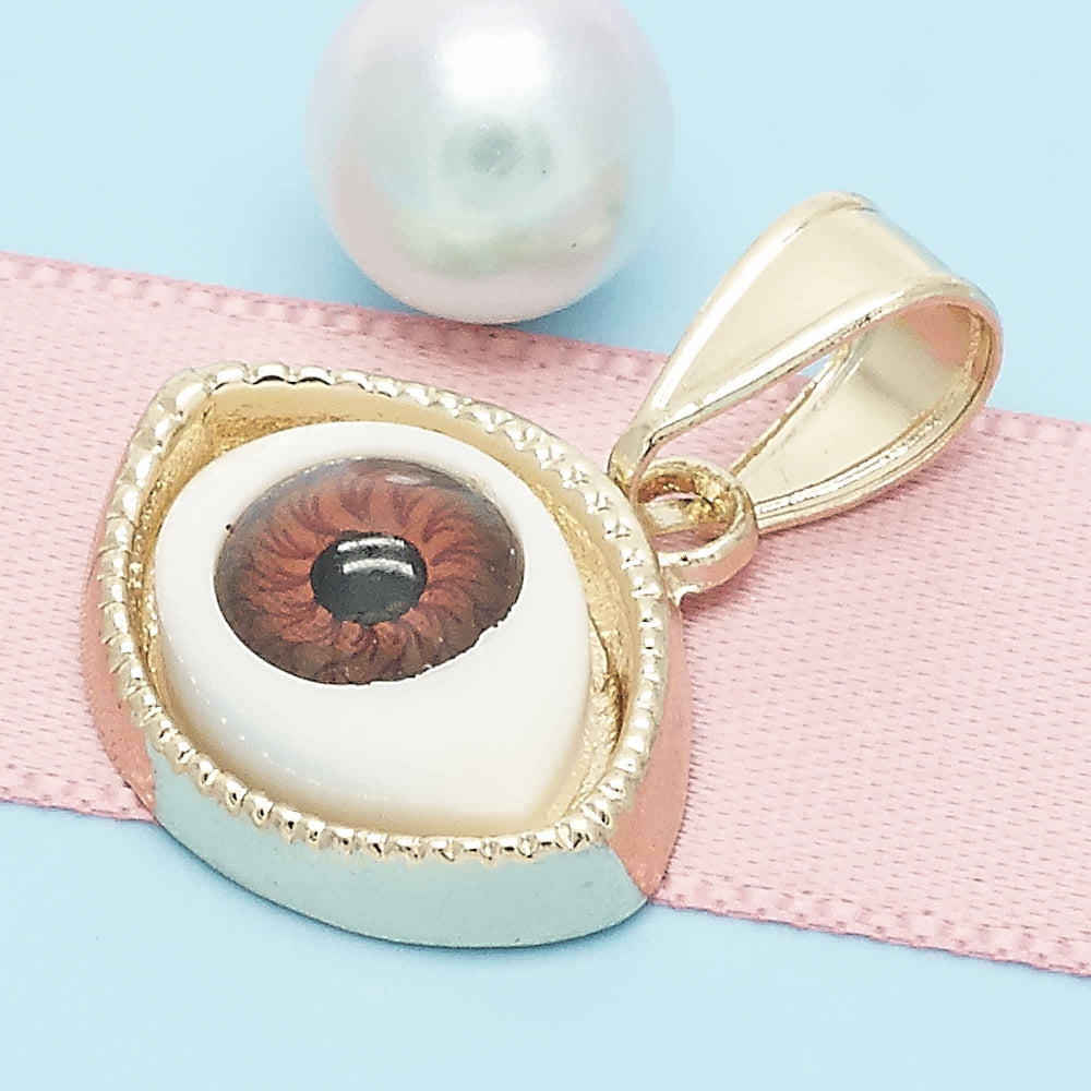 Oro Laminado Fancy Pendant, Gold Filled Style Evil Eye Design, Red Resin Finish, Golden Finish