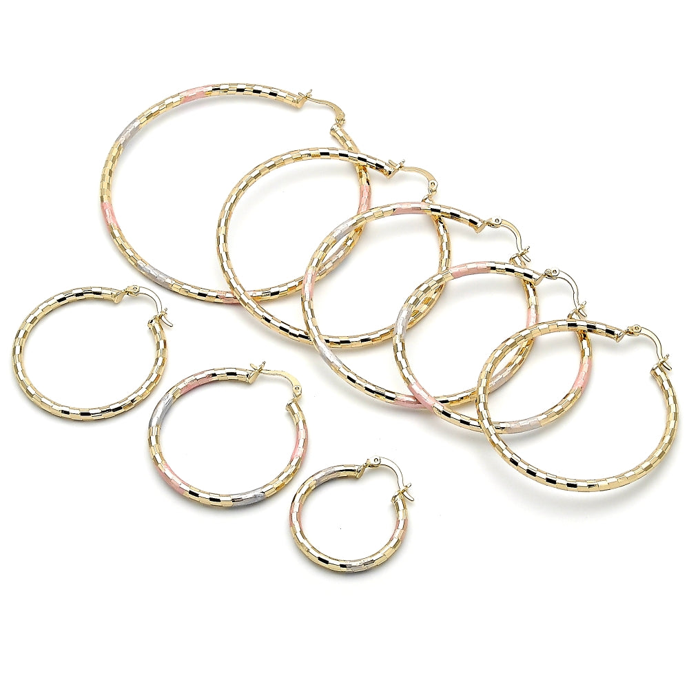 Oro Laminado Medium Hoop, Gold Filled Style Diamond Cutting Finish, Golden Finish