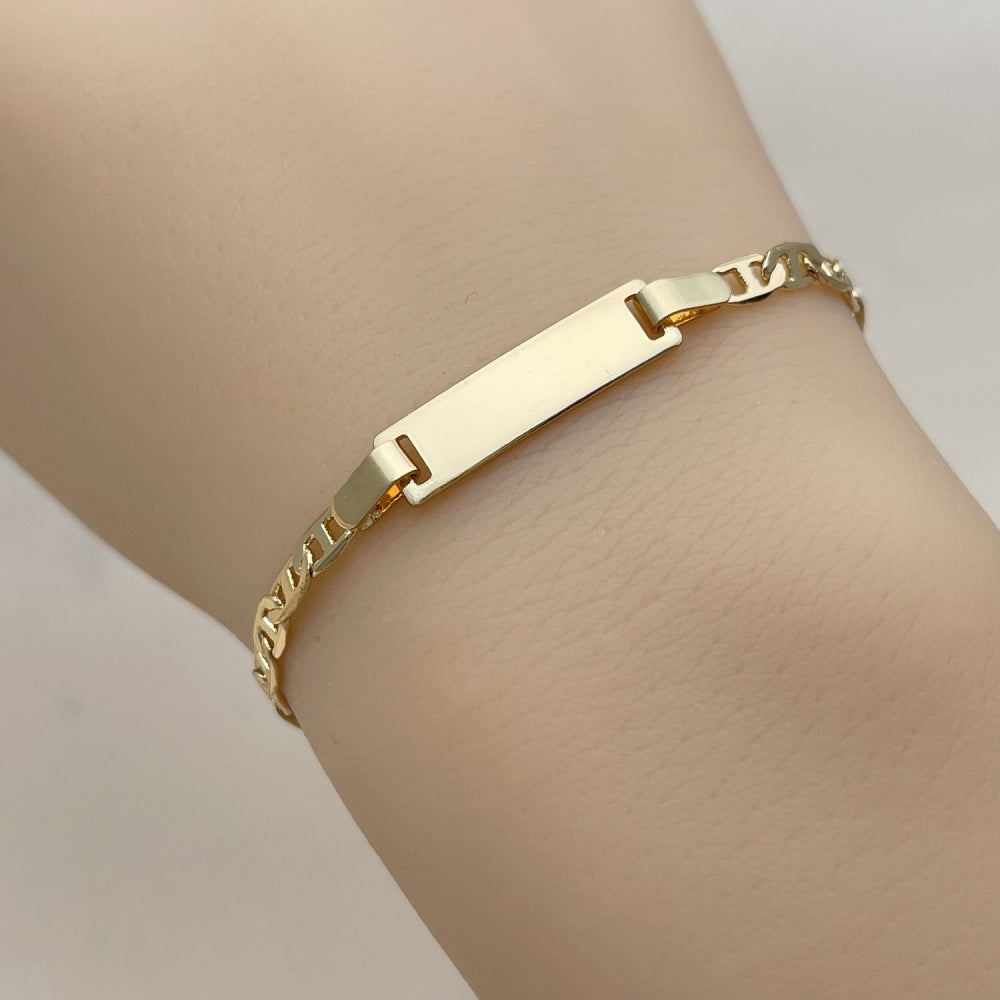 Oro Laminado ID Bracelet, Gold Filled Style Polished, Golden Finish