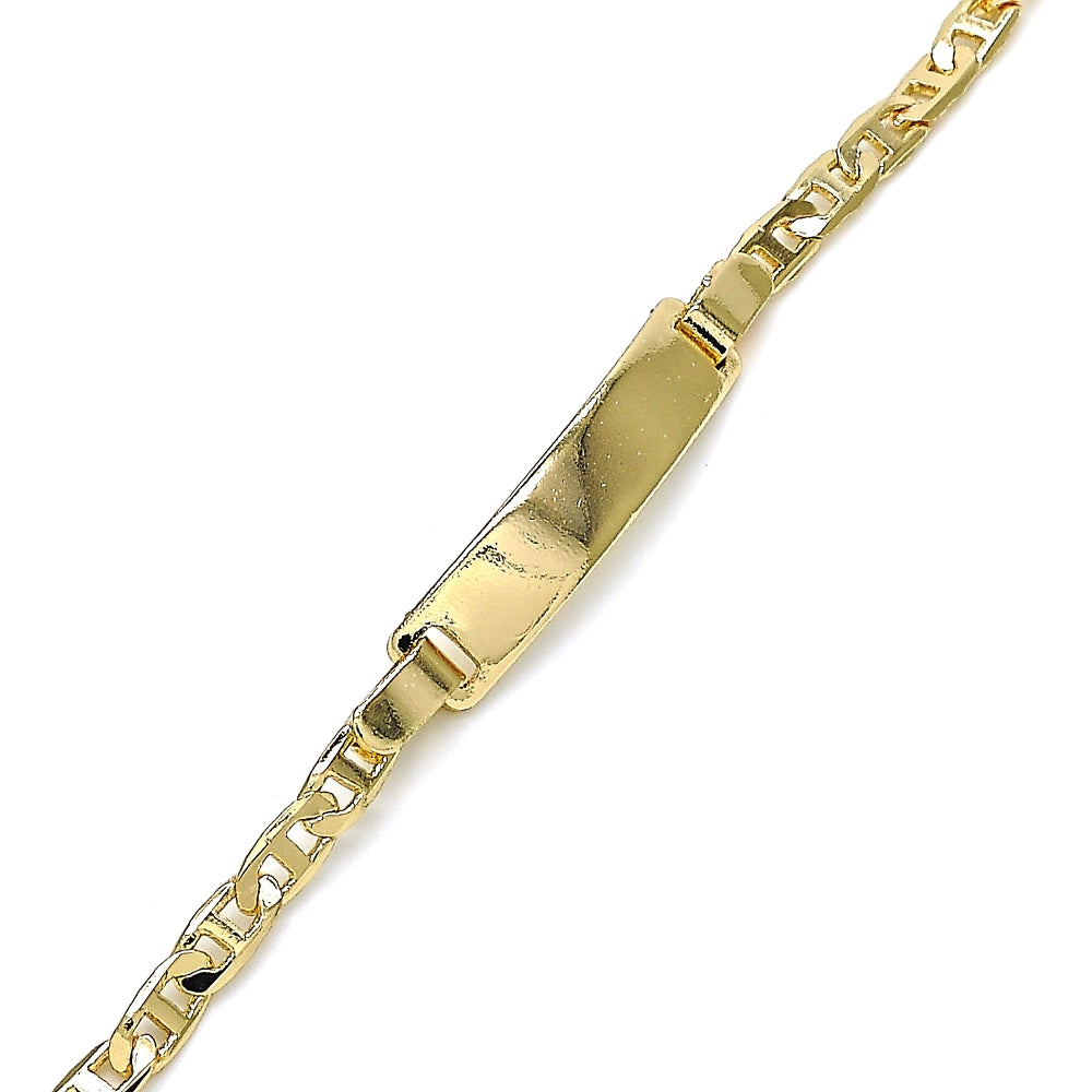 Oro Laminado ID Bracelet, Gold Filled Style Polished, Golden Finish