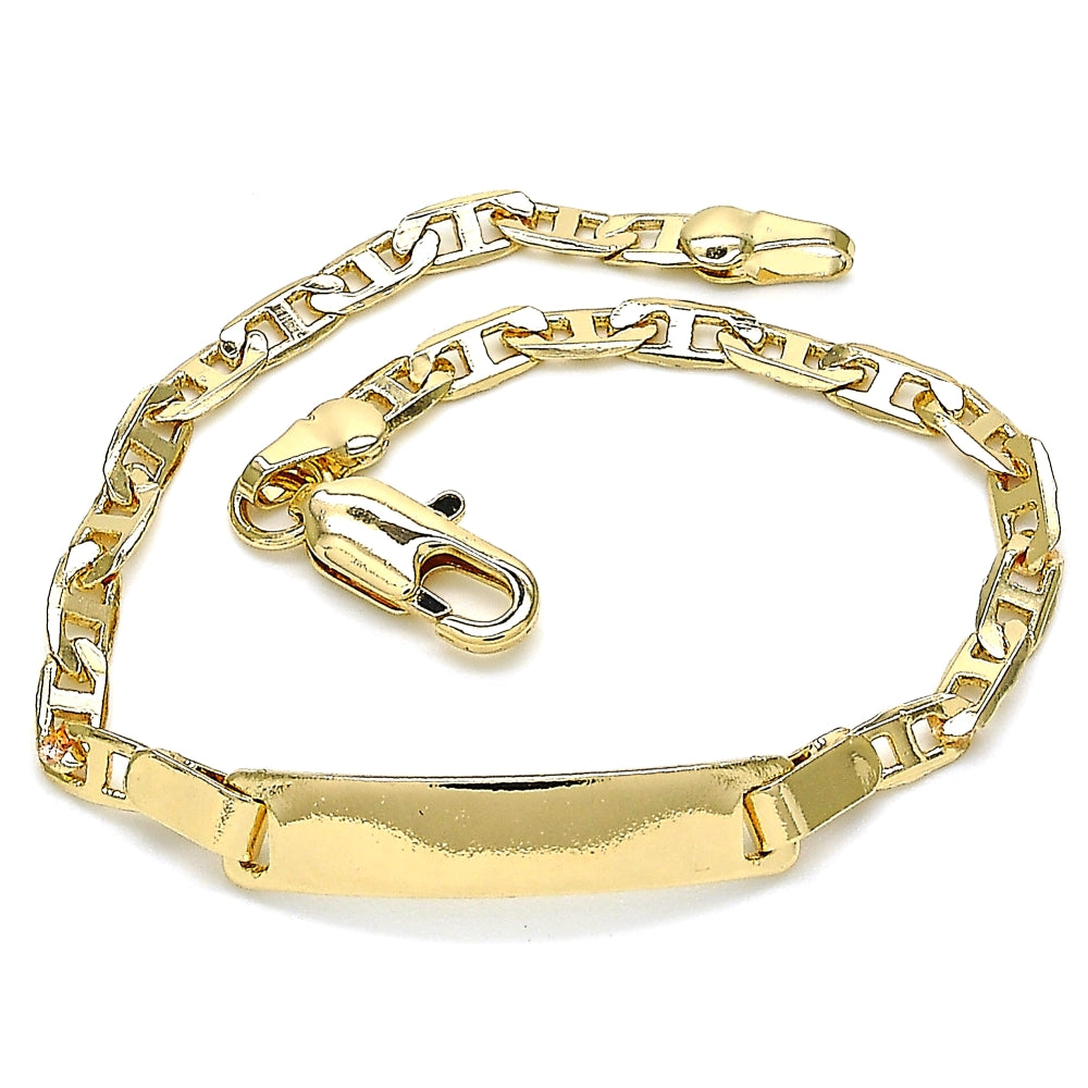 Oro Laminado ID Bracelet, Gold Filled Style Polished, Golden Finish