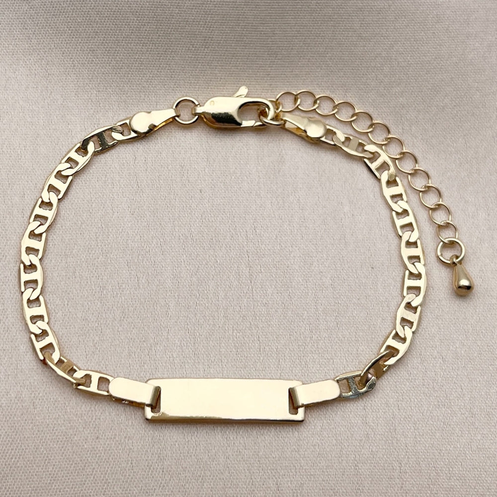 Oro Laminado ID Bracelet, Gold Filled Style Polished, Golden Finish