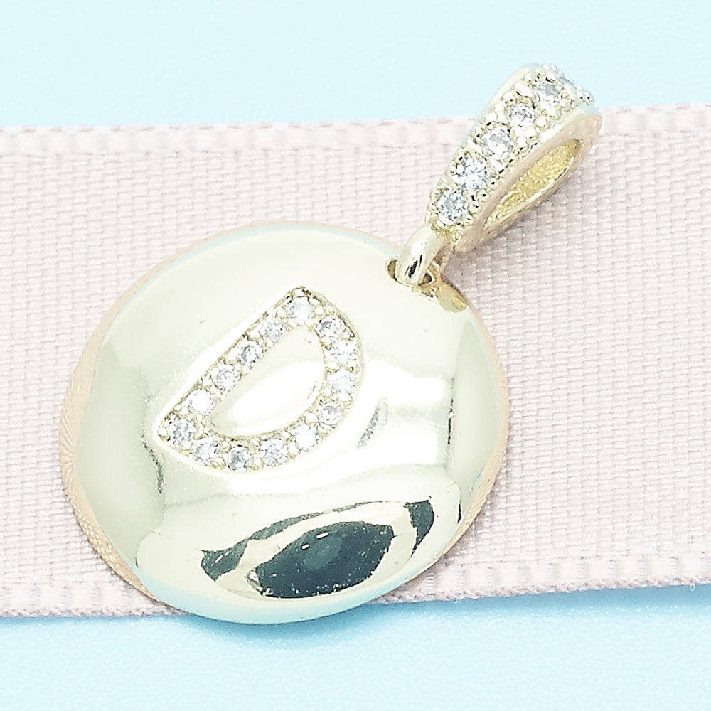 Oro Laminado Fancy Pendant, Gold Filled Style Initials Design, with White Cubic Zirconia, Polished, Golden Finish