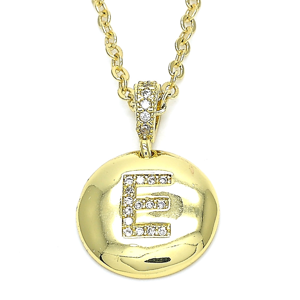 Oro Laminado Fancy Pendant, Gold Filled Style Initials Design, with White Cubic Zirconia, Polished, Golden Finish