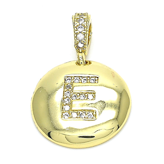 Oro Laminado Fancy Pendant, Gold Filled Style Initials Design, with White Cubic Zirconia, Polished, Golden Finish
