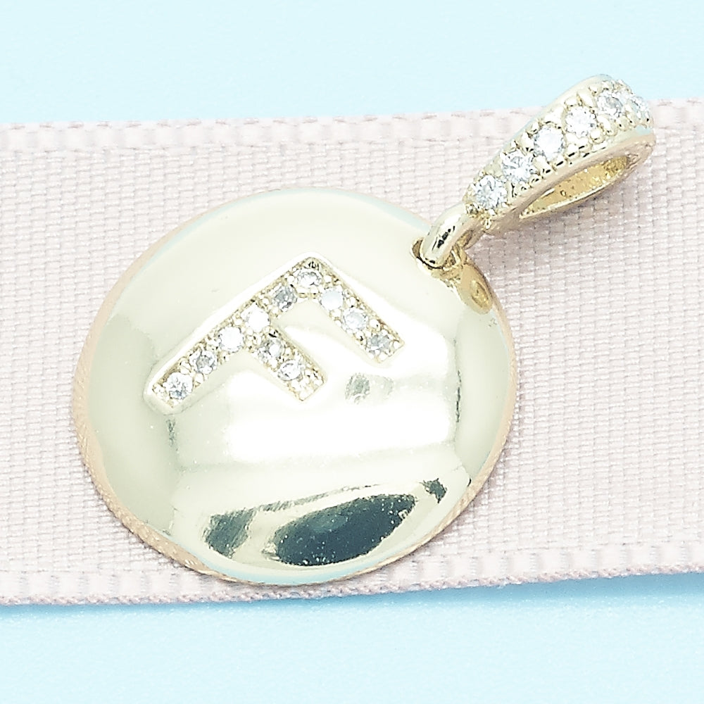 Oro Laminado Fancy Pendant, Gold Filled Style Initials Design, with White Cubic Zirconia, Polished, Golden Finish