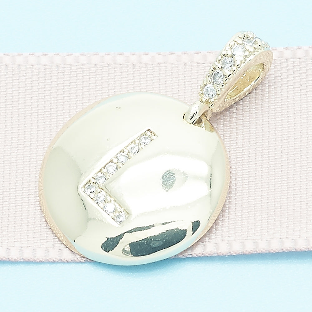 Oro Laminado Fancy Pendant, Gold Filled Style Initials Design, with White Cubic Zirconia, Polished, Golden Finish