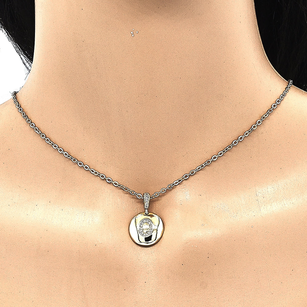 Oro Laminado Fancy Pendant, Gold Filled Style Initials Design, with White Cubic Zirconia, Polished, Golden Finish
