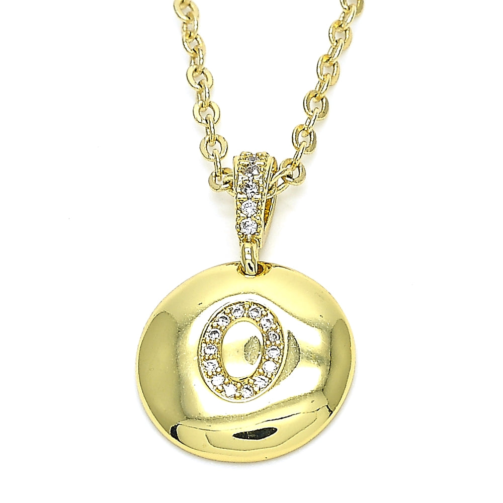 Oro Laminado Fancy Pendant, Gold Filled Style Initials Design, with White Cubic Zirconia, Polished, Golden Finish