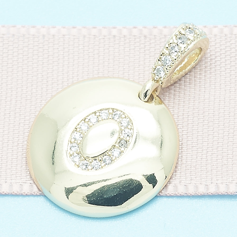 Oro Laminado Fancy Pendant, Gold Filled Style Initials Design, with White Cubic Zirconia, Polished, Golden Finish