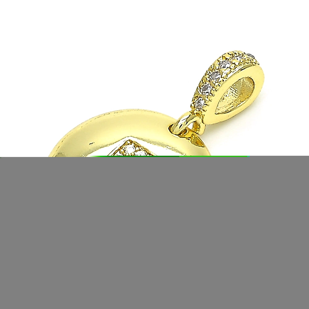 Oro Laminado Fancy Pendant, Gold Filled Style Initials Design, with White Cubic Zirconia, Polished, Golden Finish