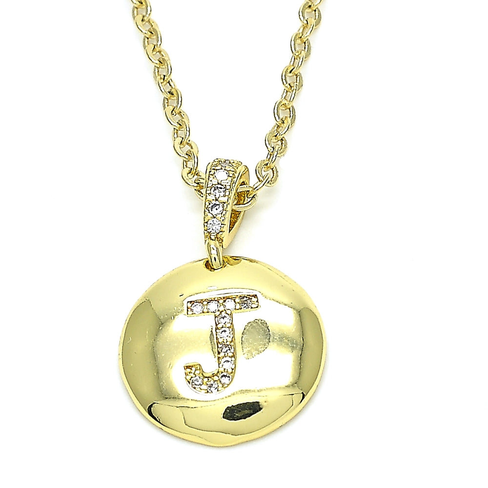 Oro Laminado Fancy Pendant, Gold Filled Style Initials Design, with White Cubic Zirconia, Polished, Golden Finish