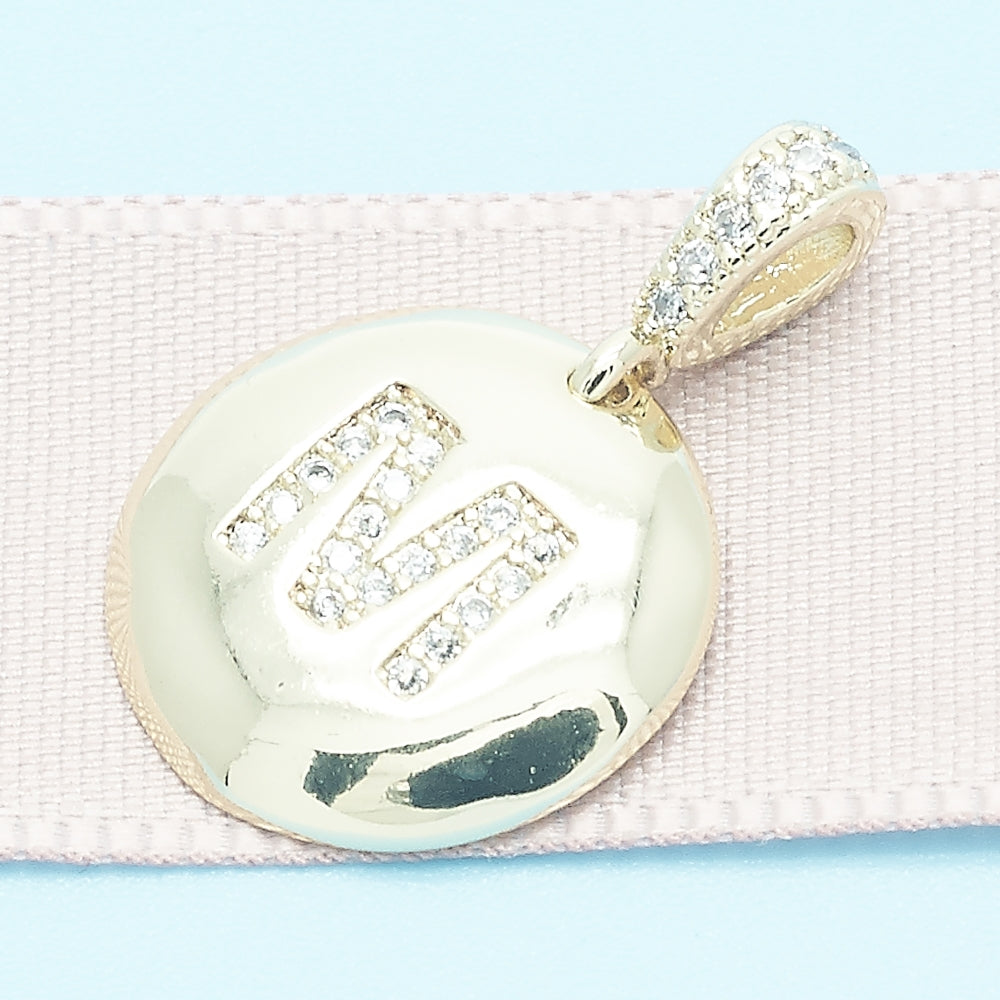 Oro Laminado Fancy Pendant, Gold Filled Style Initials Design, with White Cubic Zirconia, Polished, Golden Finish