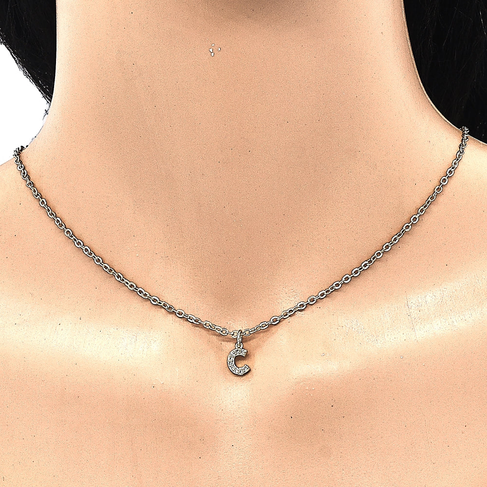 Oro Laminado Fancy Pendant, Gold Filled Style Initials Design, with White Cubic Zirconia, Polished, Golden Finish