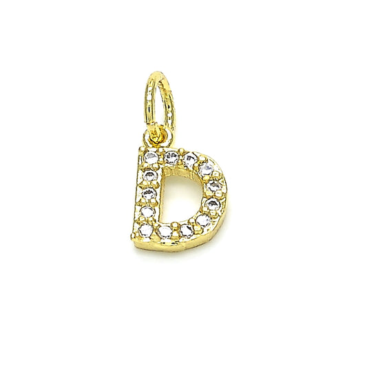 Oro Laminado Fancy Pendant, Gold Filled Style Initials Design, with White Cubic Zirconia, Polished, Golden Finish