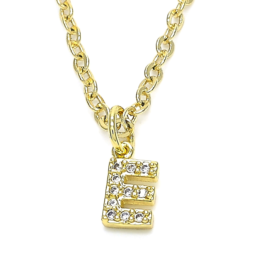 Oro Laminado Fancy Pendant, Gold Filled Style Initials Design, with White Cubic Zirconia, Polished, Golden Finish