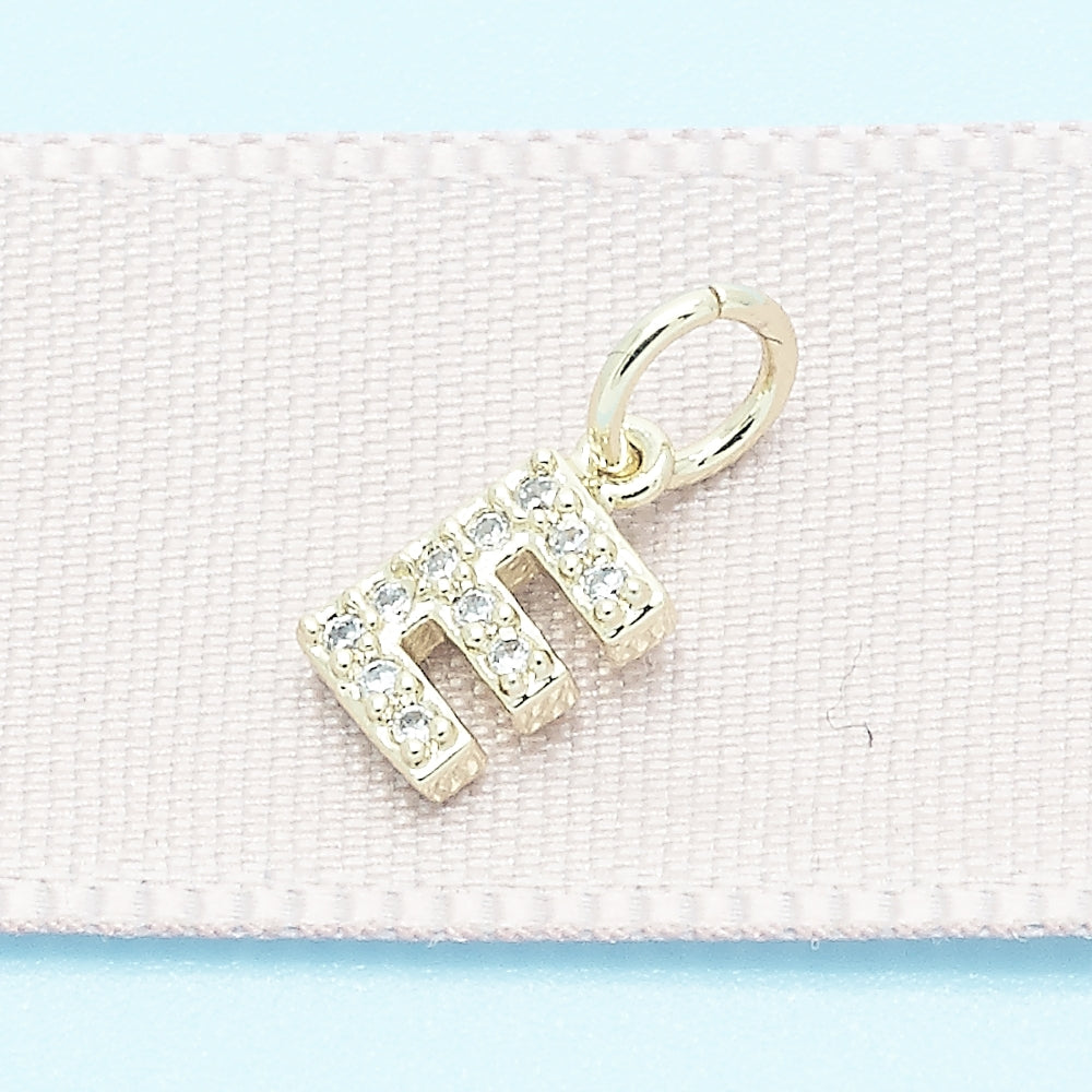 Oro Laminado Fancy Pendant, Gold Filled Style Initials Design, with White Cubic Zirconia, Polished, Golden Finish