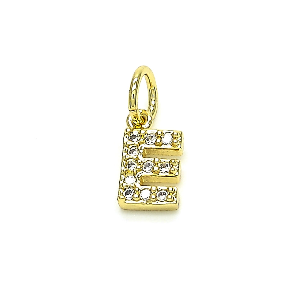 Oro Laminado Fancy Pendant, Gold Filled Style Initials Design, with White Cubic Zirconia, Polished, Golden Finish