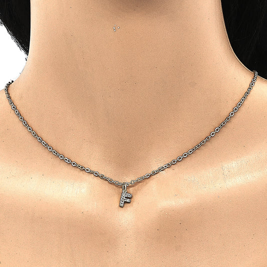 Oro Laminado Fancy Pendant, Gold Filled Style Initials Design, with White Cubic Zirconia, Polished, Golden Finish