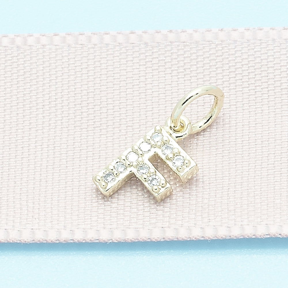Oro Laminado Fancy Pendant, Gold Filled Style Initials Design, with White Cubic Zirconia, Polished, Golden Finish