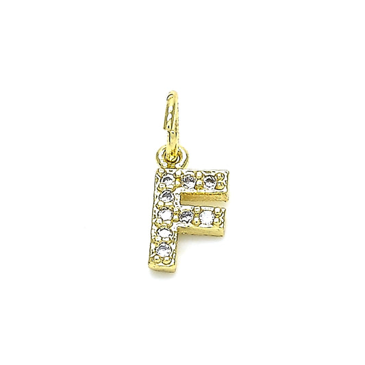 Oro Laminado Fancy Pendant, Gold Filled Style Initials Design, with White Cubic Zirconia, Polished, Golden Finish