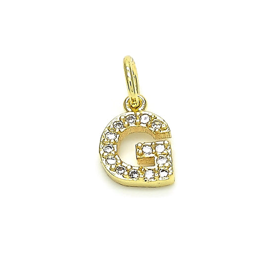 Oro Laminado Fancy Pendant, Gold Filled Style Initials Design, with White Cubic Zirconia, Polished, Golden Finish