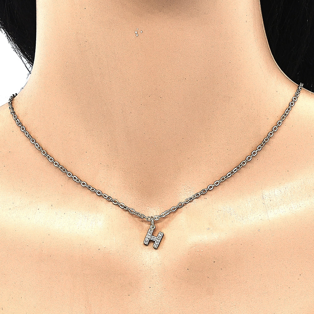 Oro Laminado Fancy Pendant, Gold Filled Style Initials Design, with White Cubic Zirconia, Polished, Golden Finish