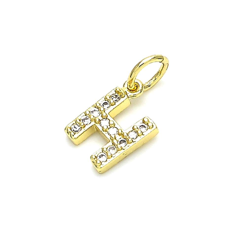 Oro Laminado Fancy Pendant, Gold Filled Style Initials Design, with White Cubic Zirconia, Polished, Golden Finish