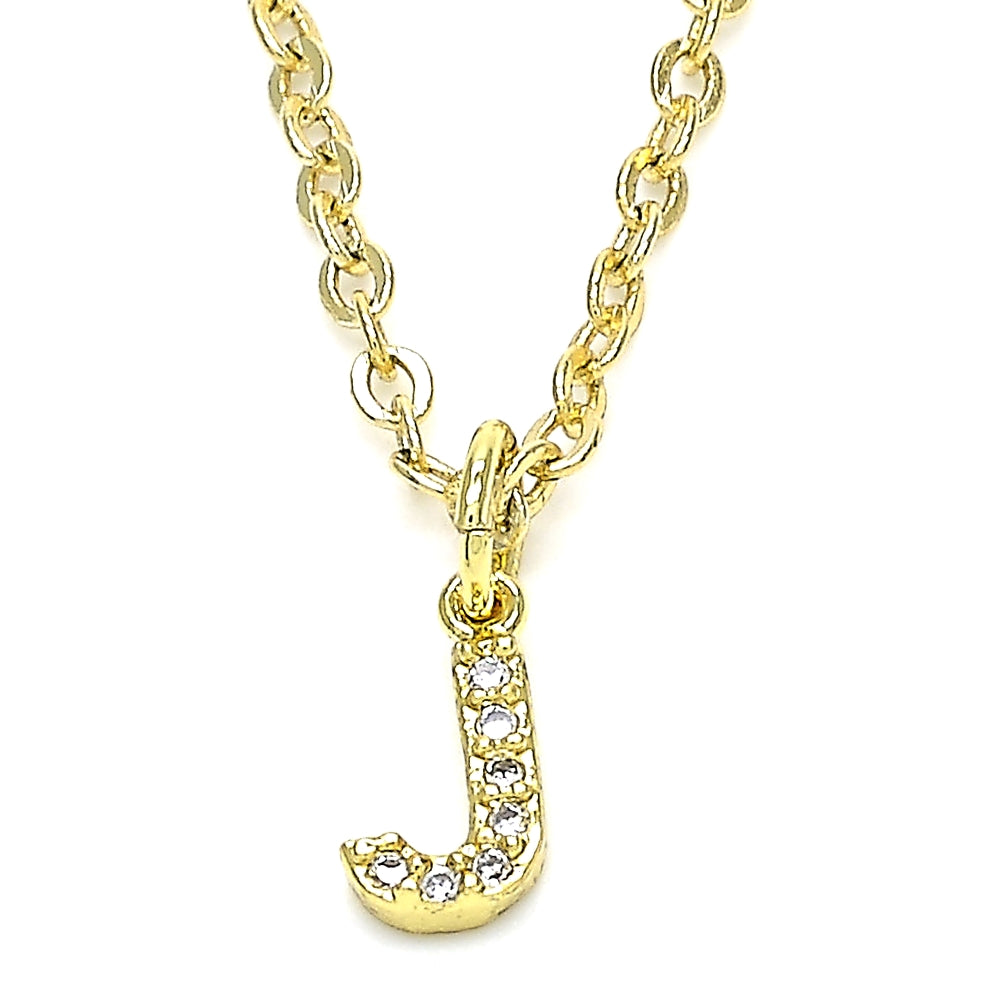 Oro Laminado Fancy Pendant, Gold Filled Style Initials Design, with White Cubic Zirconia, Polished, Golden Finish