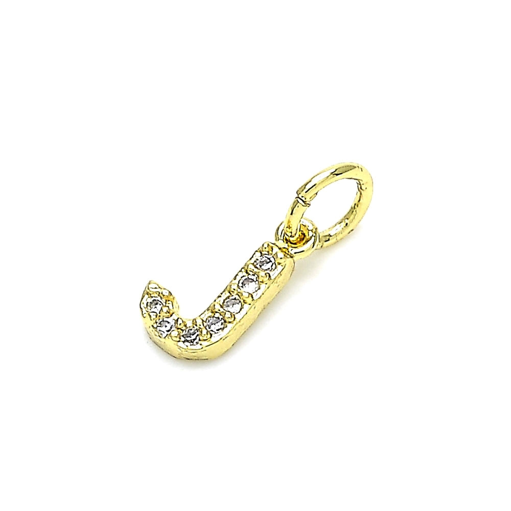 Oro Laminado Fancy Pendant, Gold Filled Style Initials Design, with White Cubic Zirconia, Polished, Golden Finish