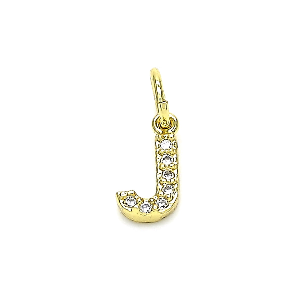 Oro Laminado Fancy Pendant, Gold Filled Style Initials Design, with White Cubic Zirconia, Polished, Golden Finish