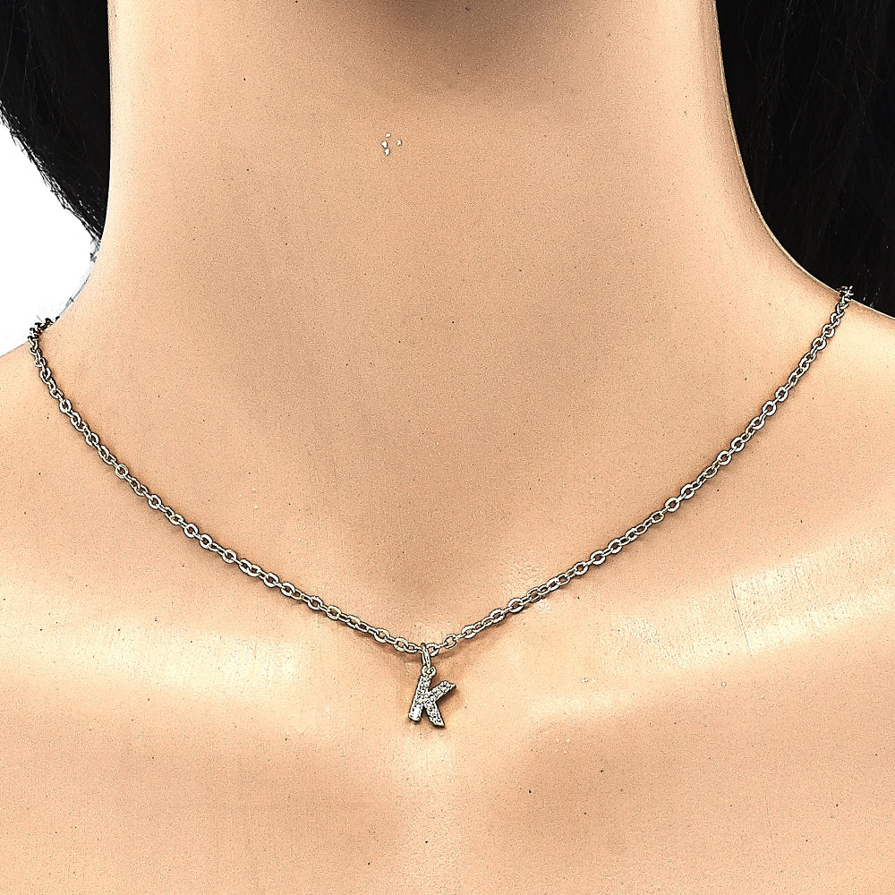 Oro Laminado Fancy Pendant, Gold Filled Style Initials Design, with White Cubic Zirconia, Polished, Golden Finish