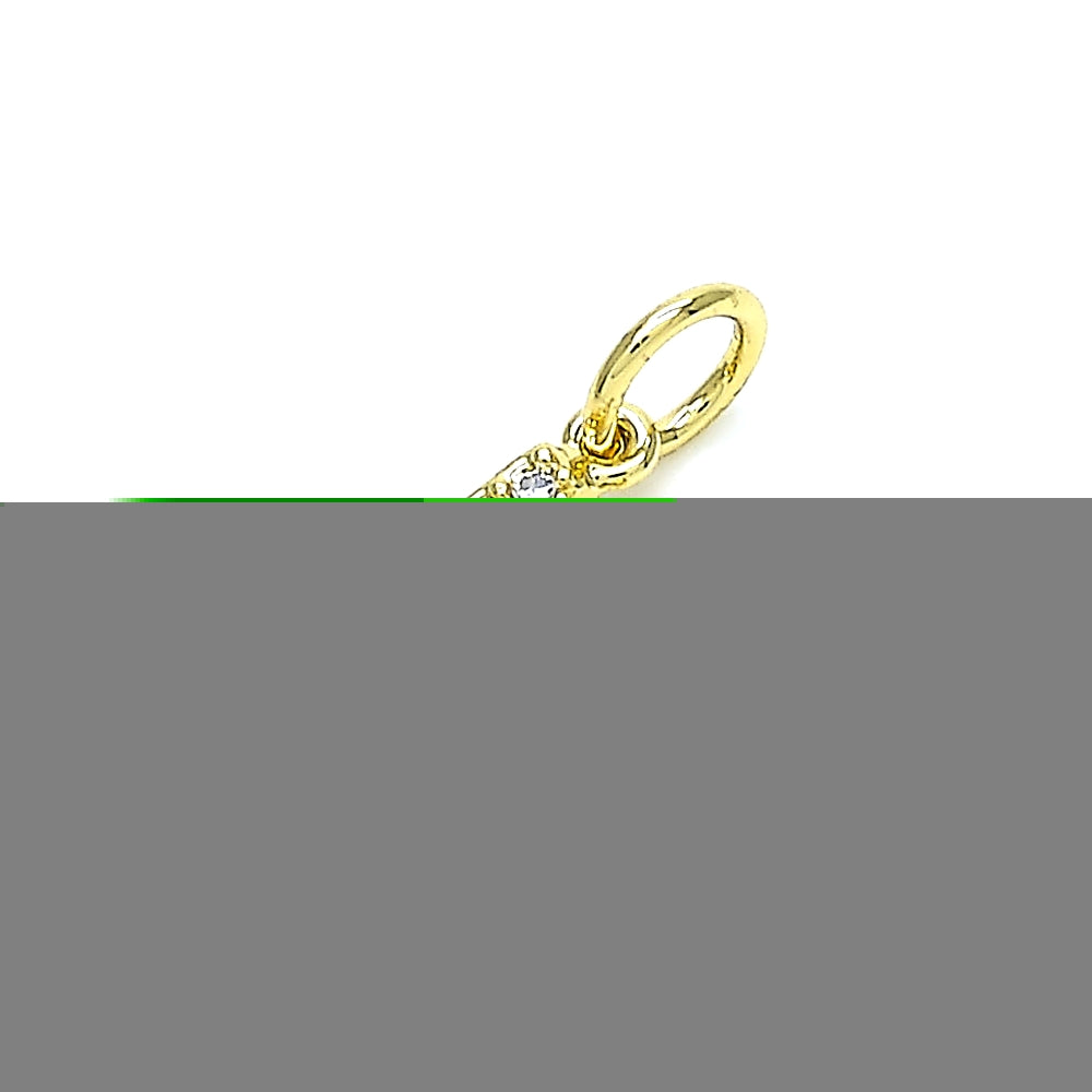 Oro Laminado Fancy Pendant, Gold Filled Style Initials Design, with White Cubic Zirconia, Polished, Golden Finish