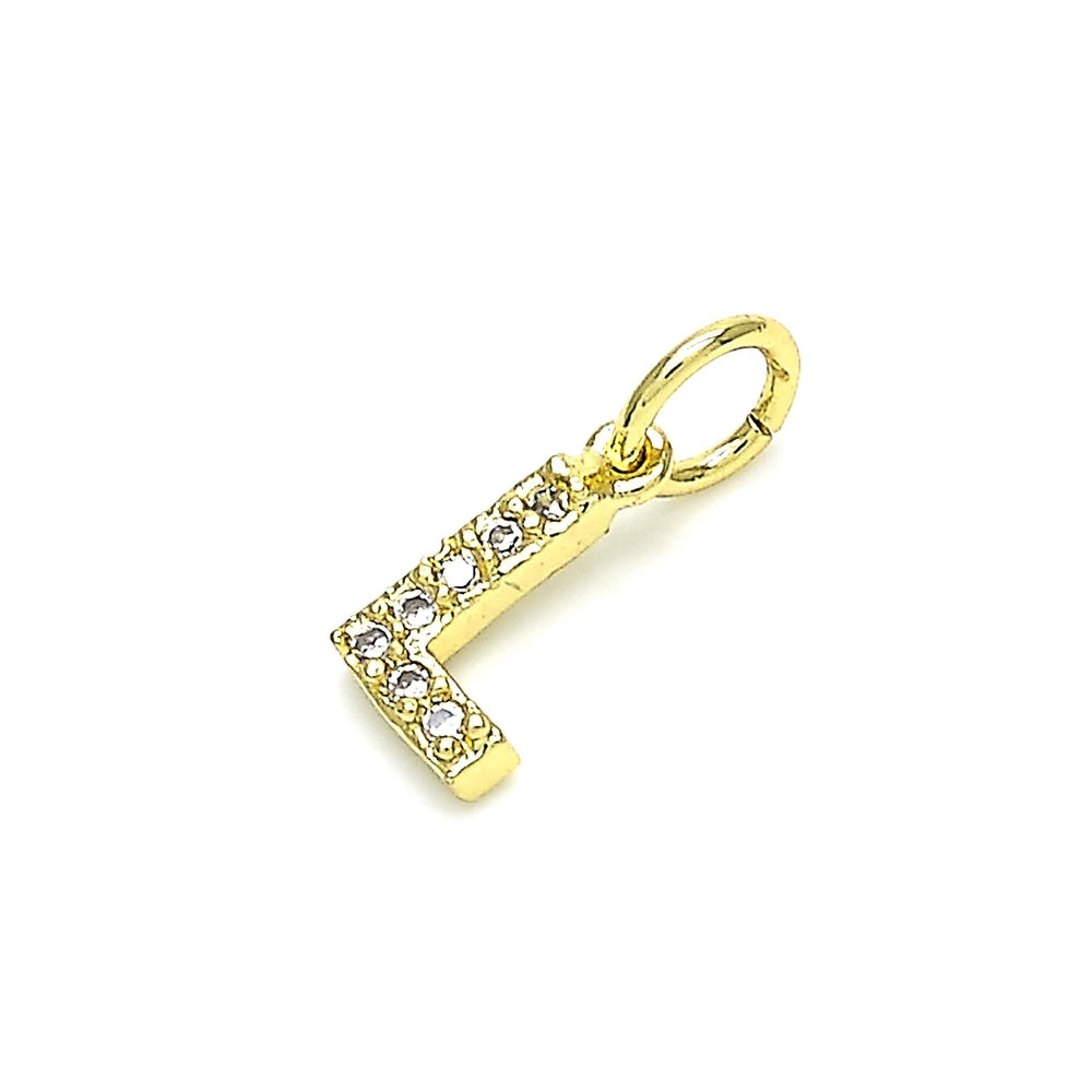 Oro Laminado Fancy Pendant, Gold Filled Style Initials Design, with White Cubic Zirconia, Polished, Golden Finish