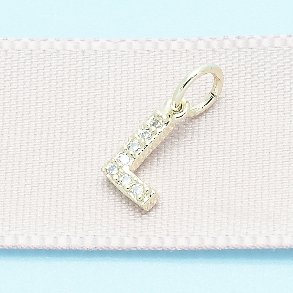 Oro Laminado Fancy Pendant, Gold Filled Style Initials Design, with White Cubic Zirconia, Polished, Golden Finish
