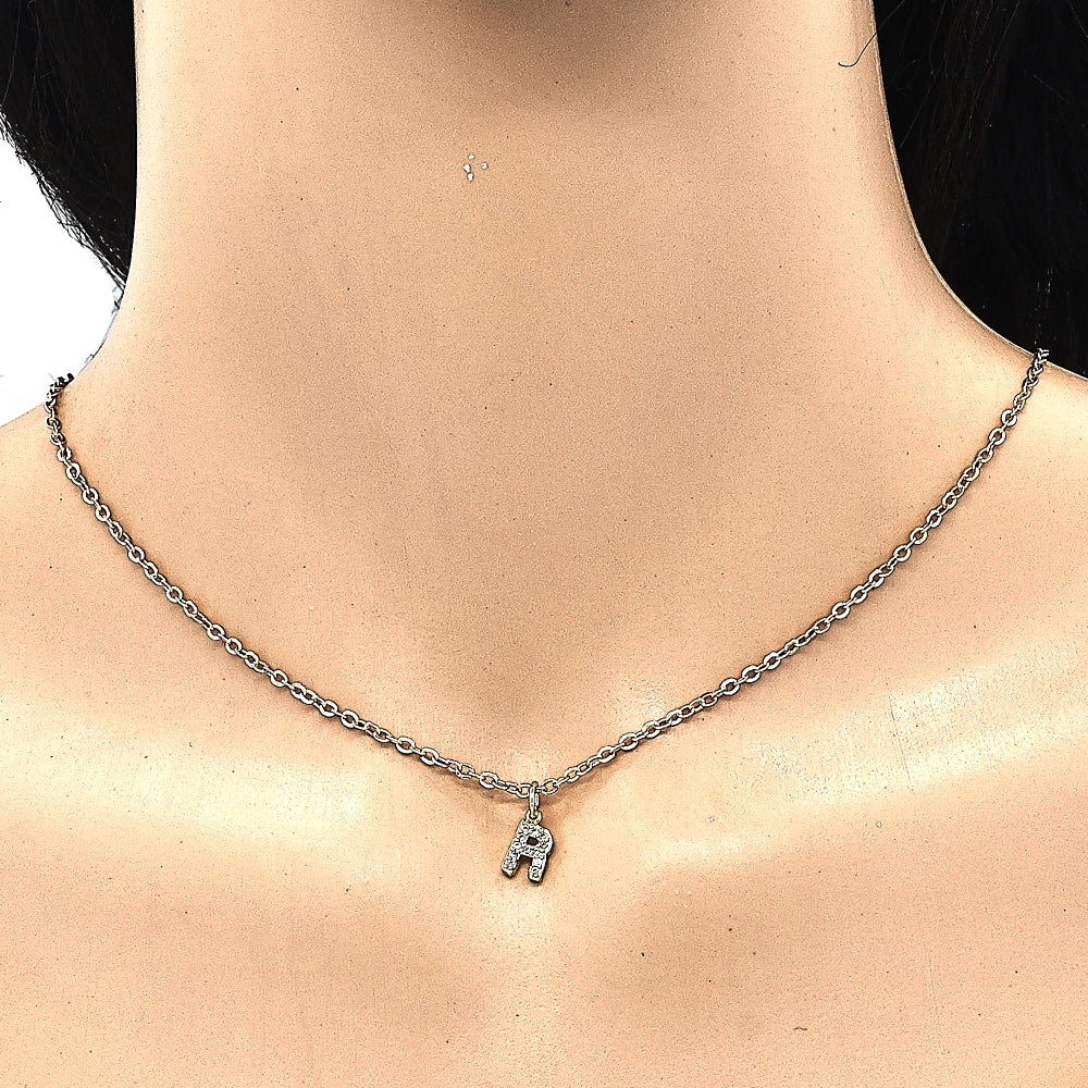 Oro Laminado Fancy Pendant, Gold Filled Style Initials Design, with White Cubic Zirconia, Polished, Golden Finish