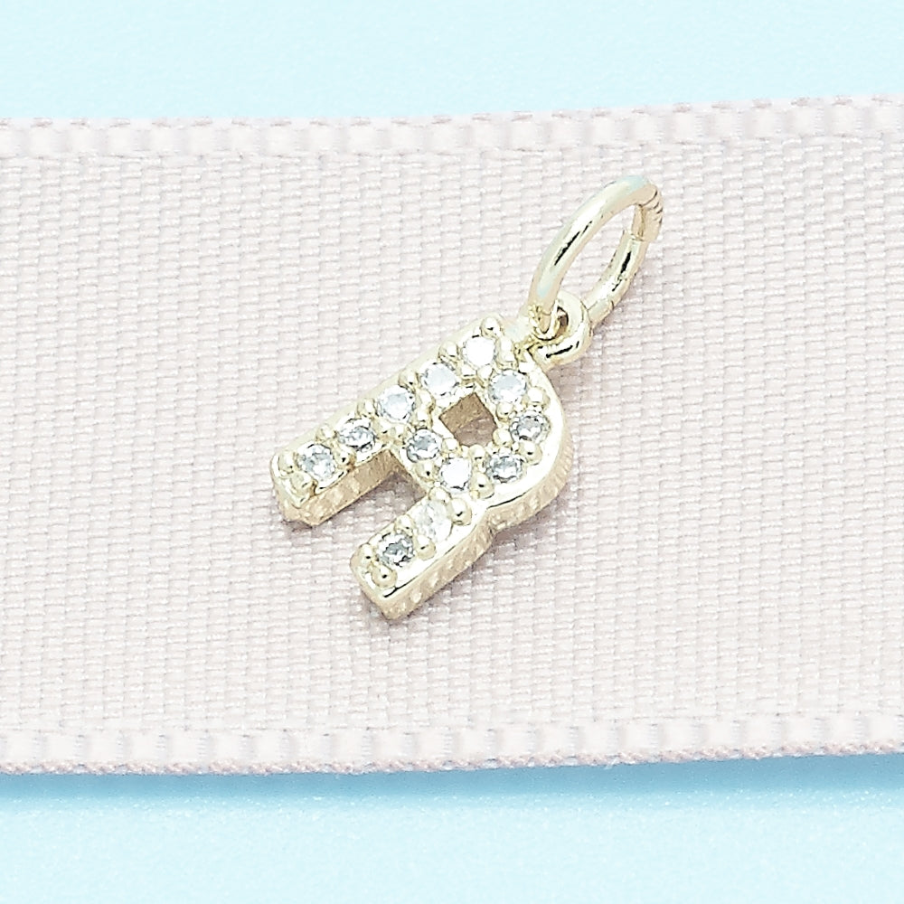 Oro Laminado Fancy Pendant, Gold Filled Style Initials Design, with White Cubic Zirconia, Polished, Golden Finish