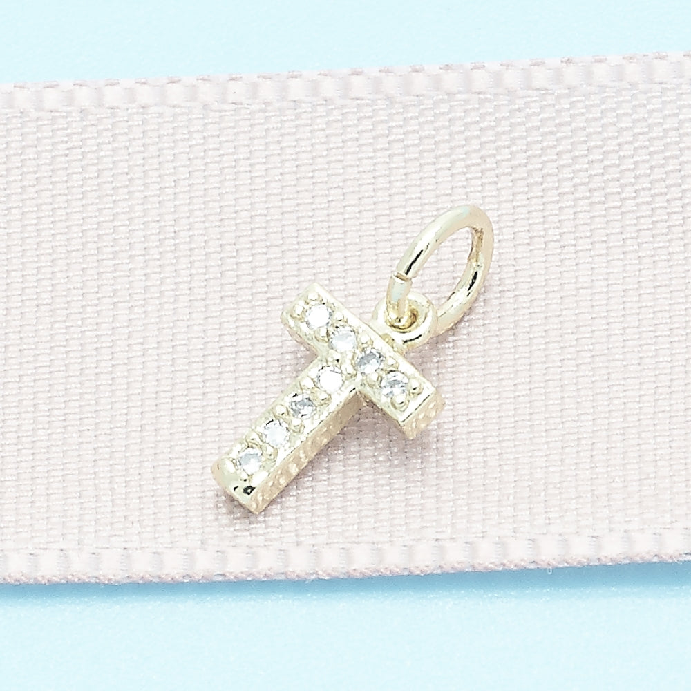 Oro Laminado Fancy Pendant, Gold Filled Style Initials Design, with White Cubic Zirconia, Polished, Golden Finish