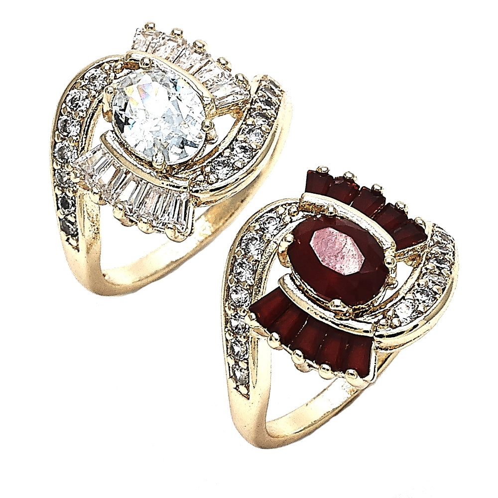 Oro Laminado Multi Stone Ring, Gold Filled Style with White Cubic Zirconia, Polished, Golden Finish