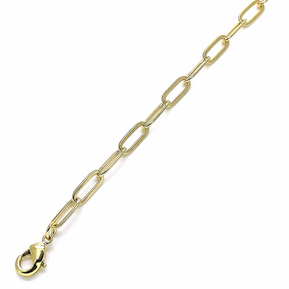 Oro Laminado Fancy Anklet, Gold Filled Style Paperclip Design, Polished, Golden Finish