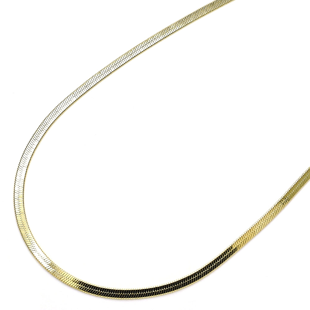 Oro Laminado Basic Necklace, Gold Filled Style Herringbone Design, Polished, Golden Finish